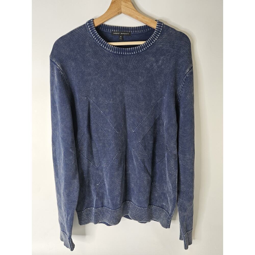 Robert Barakett Mens Size M Franklin Washed Pullover Sweater Diamond Pattern